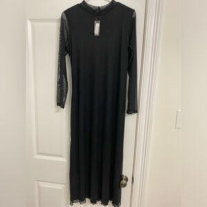 Boohoo maternity high neck mesh midaxi dress (size 10)